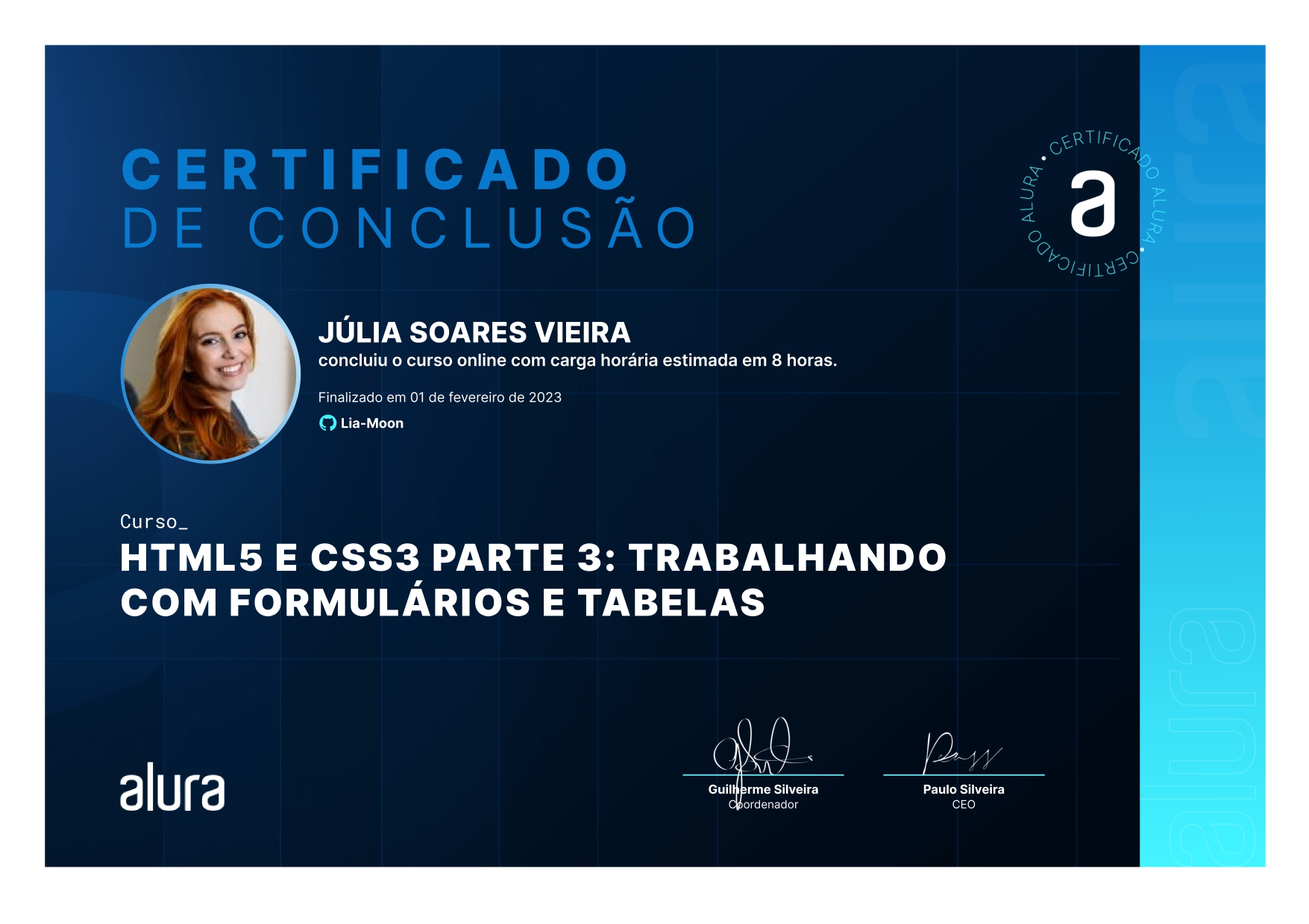 Certificado de curso concluído