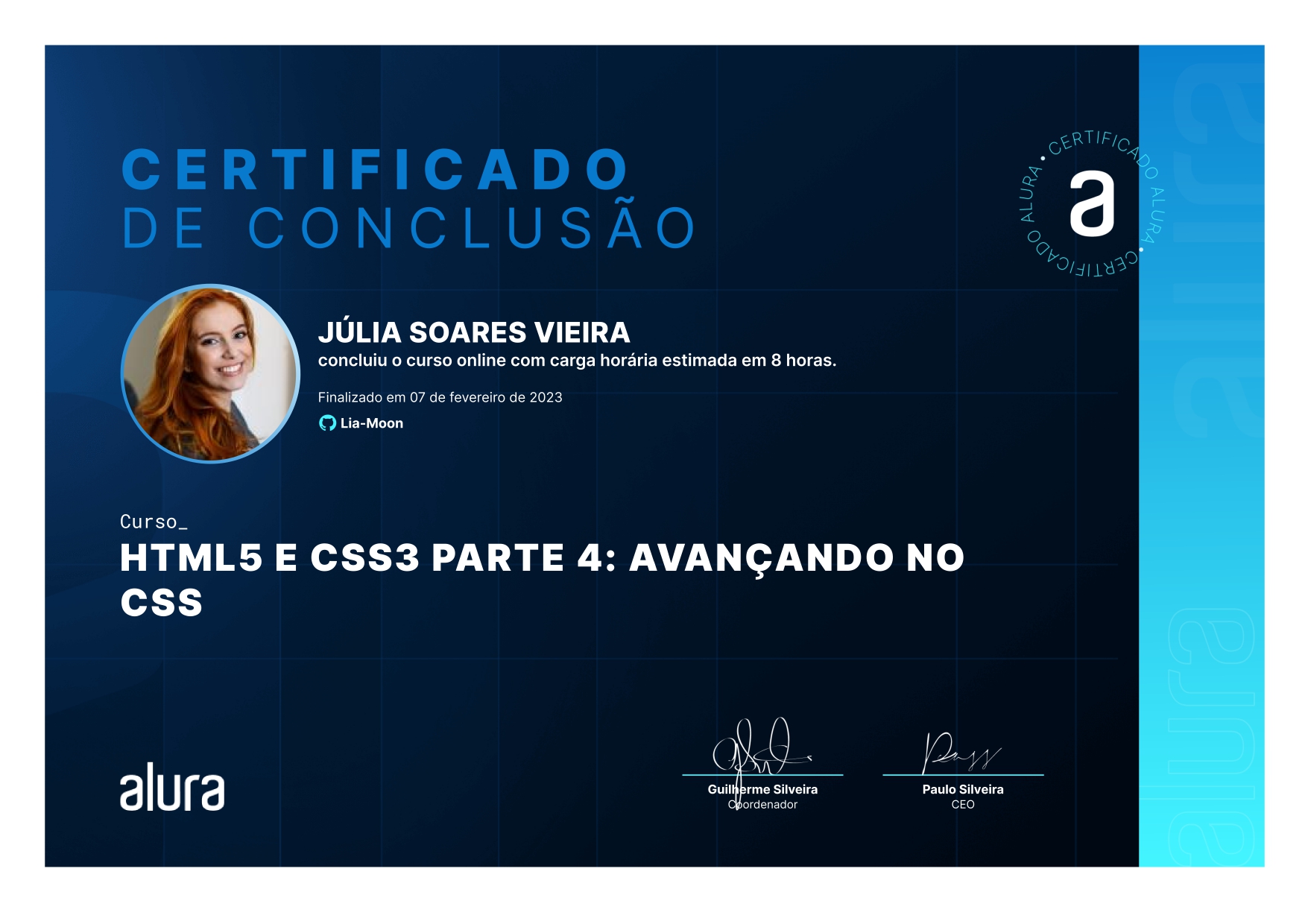 Certificado de curso concluído