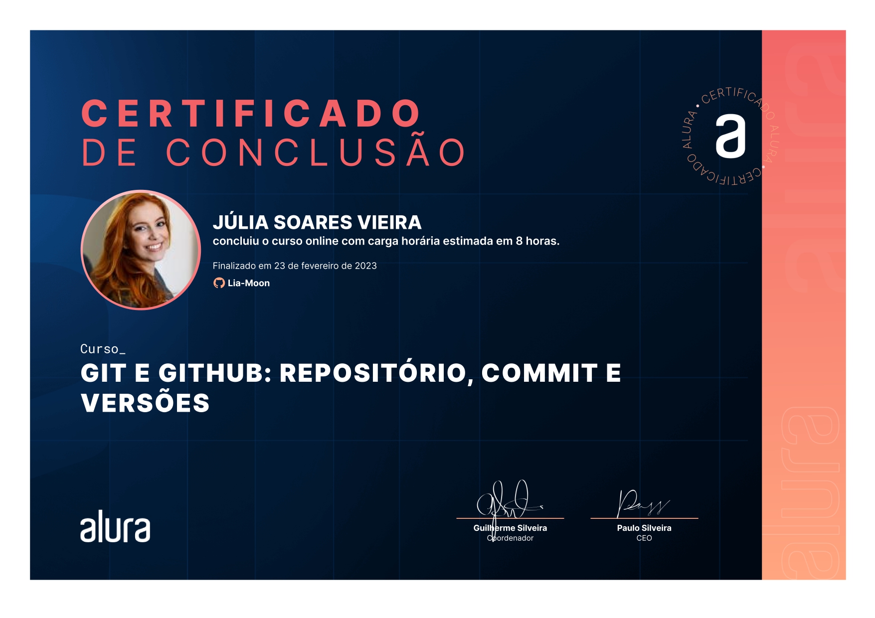 Certificado de curso concluído
