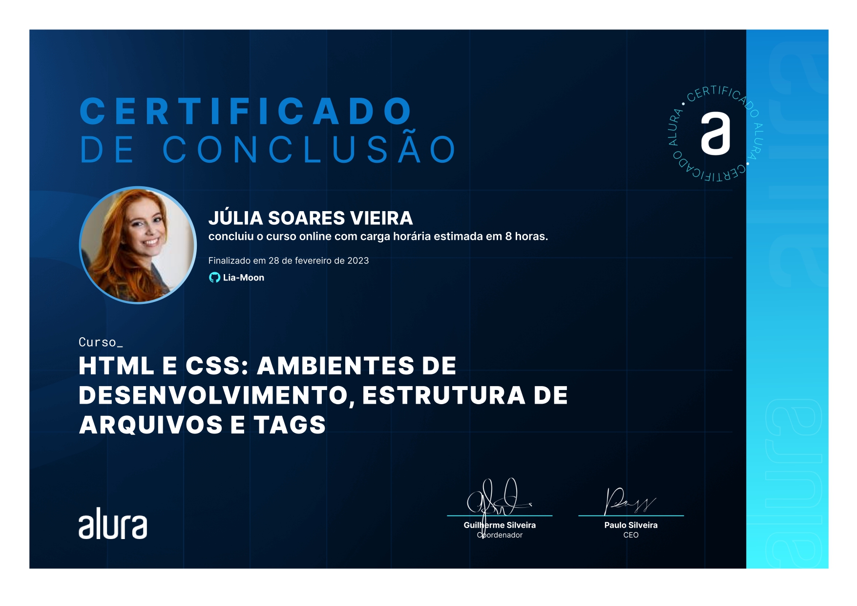 Certificado de curso concluído