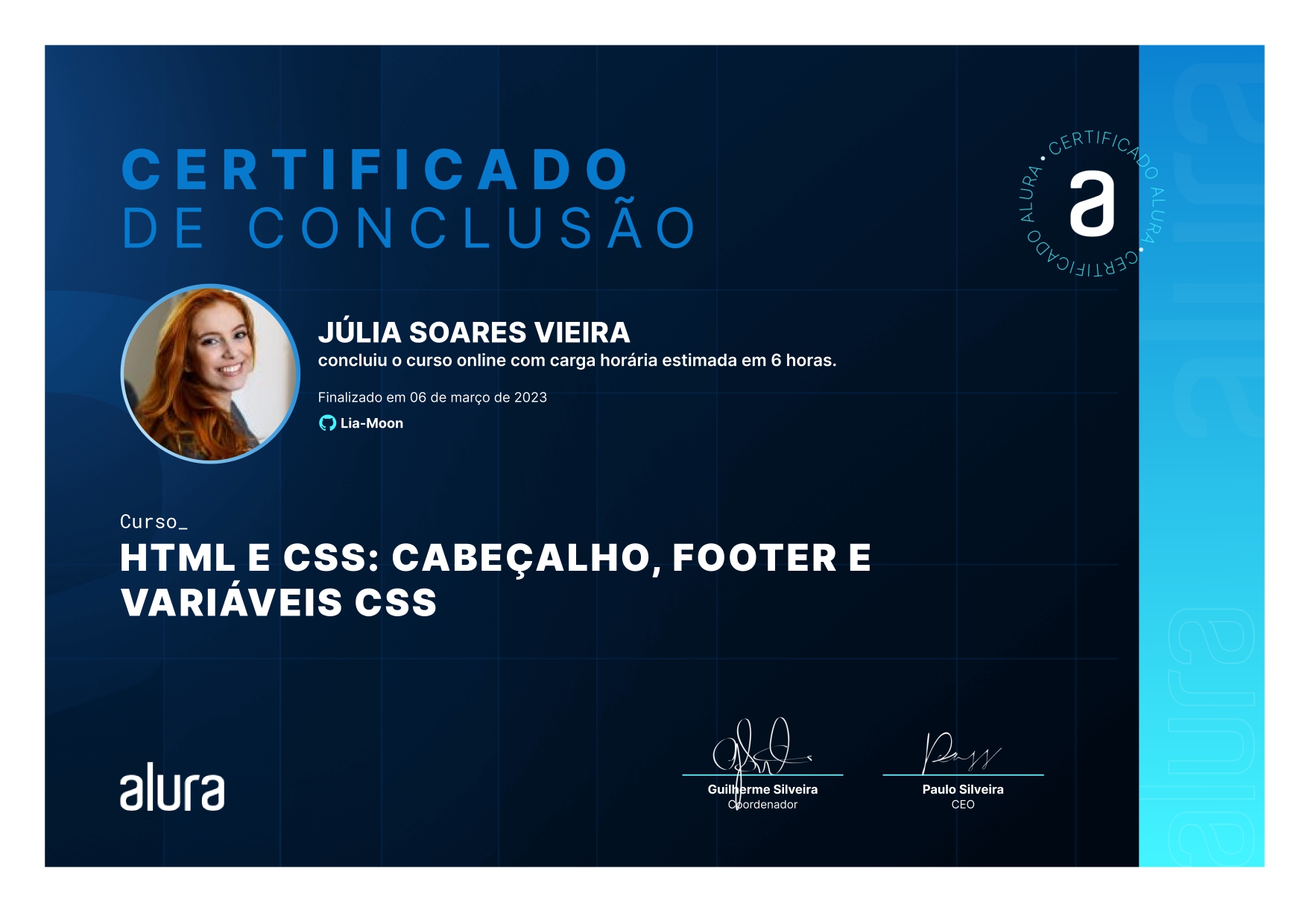 Certificado de curso concluído