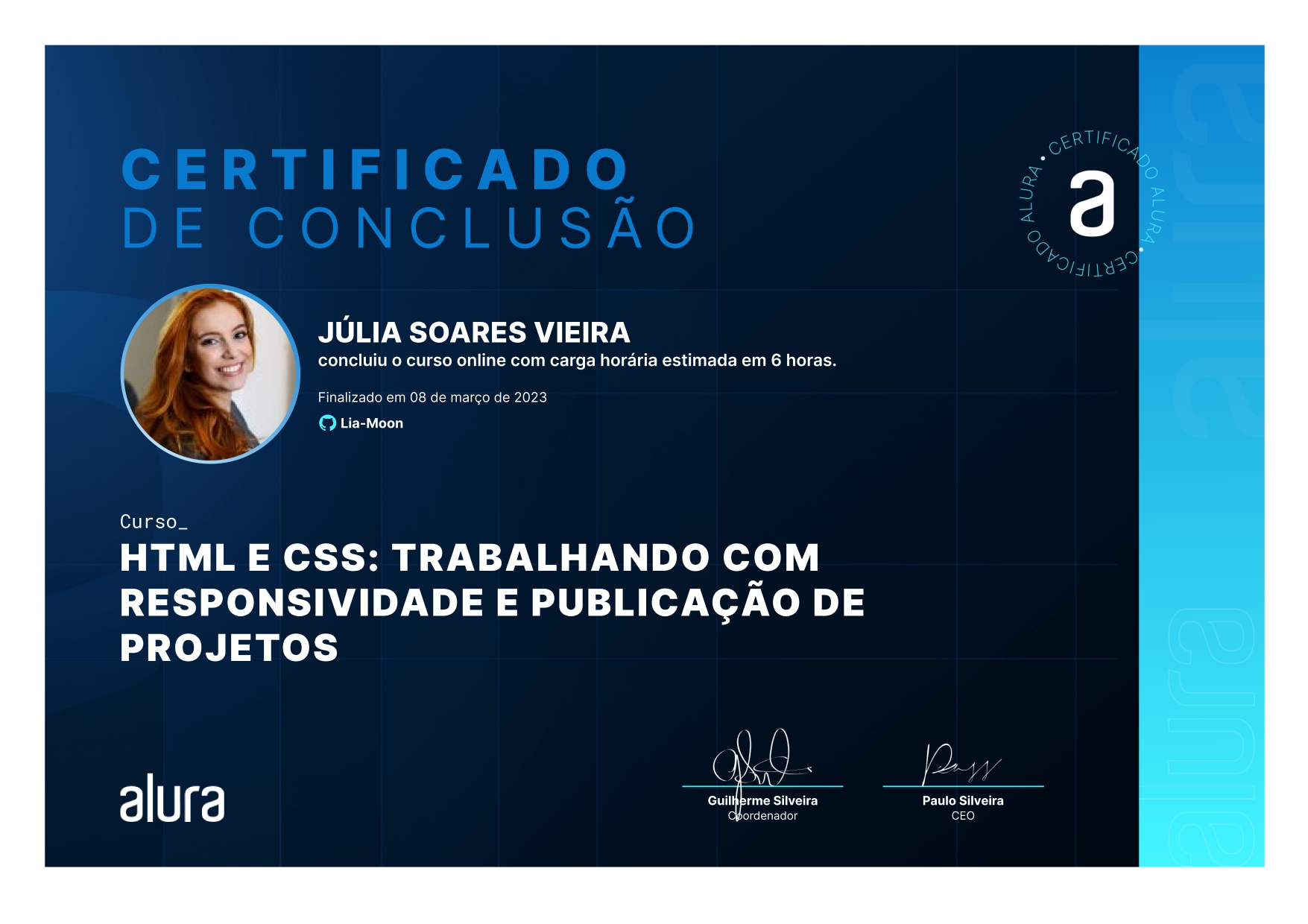 Certificado de curso concluído