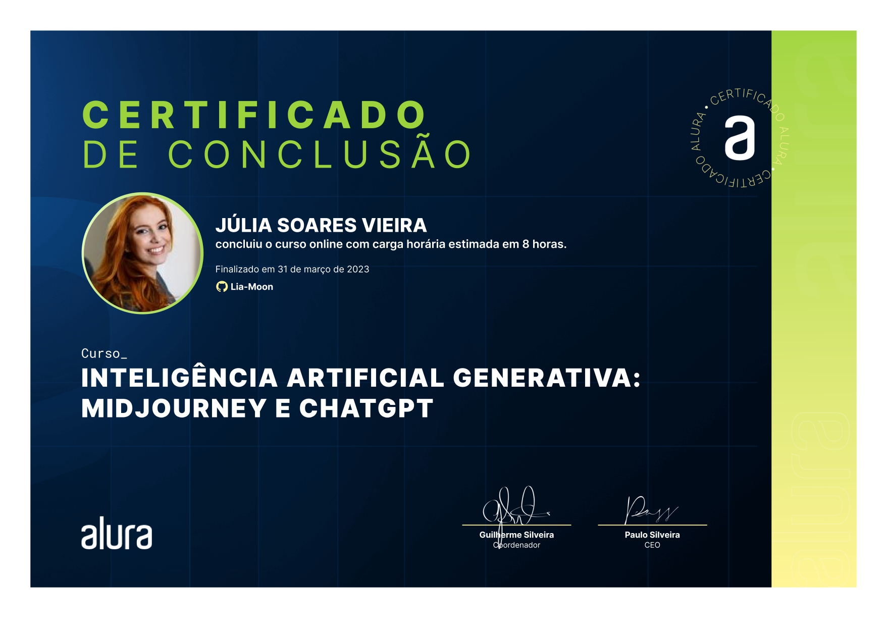 Certificado de curso concluído