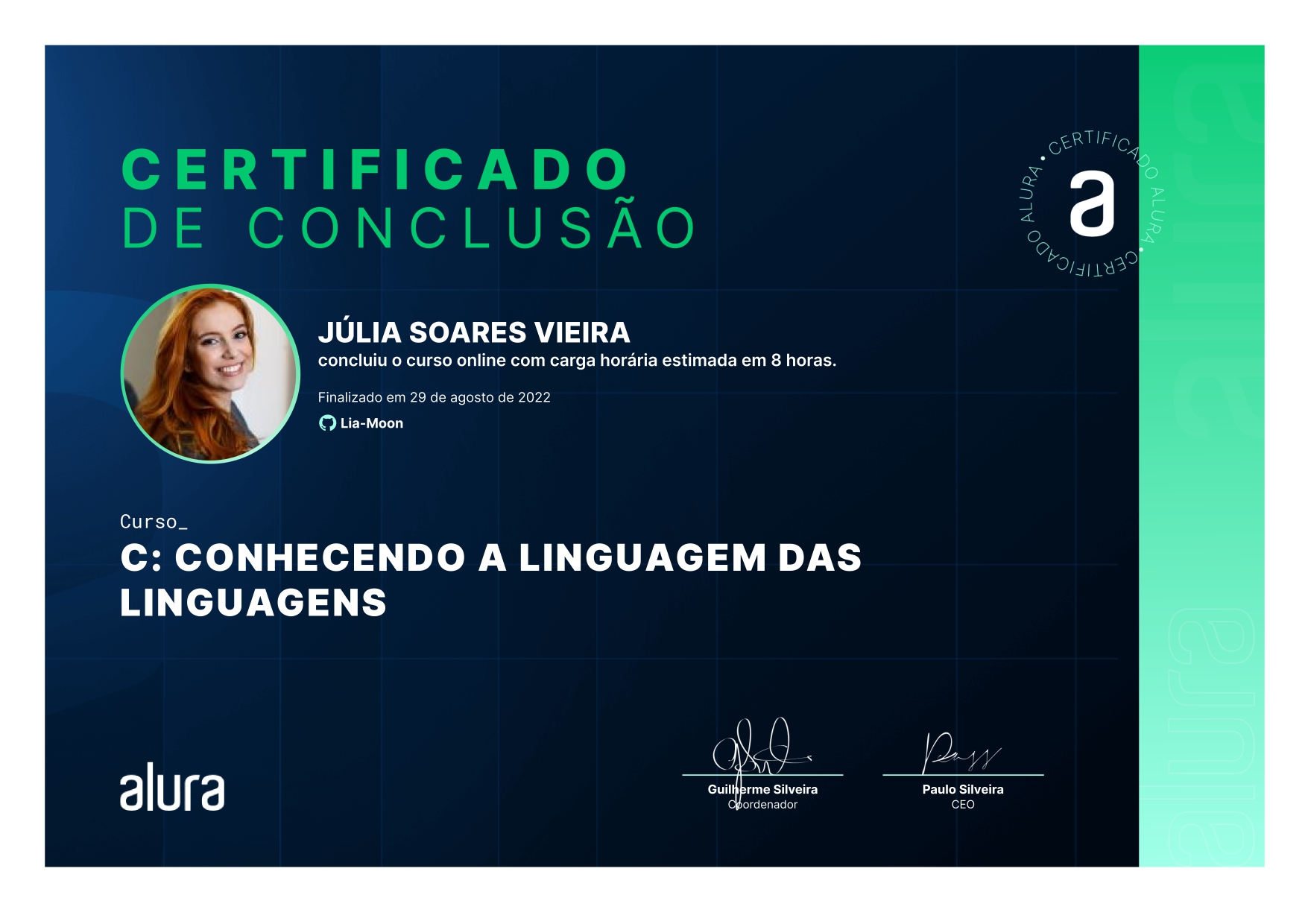 Certificado de curso concluído