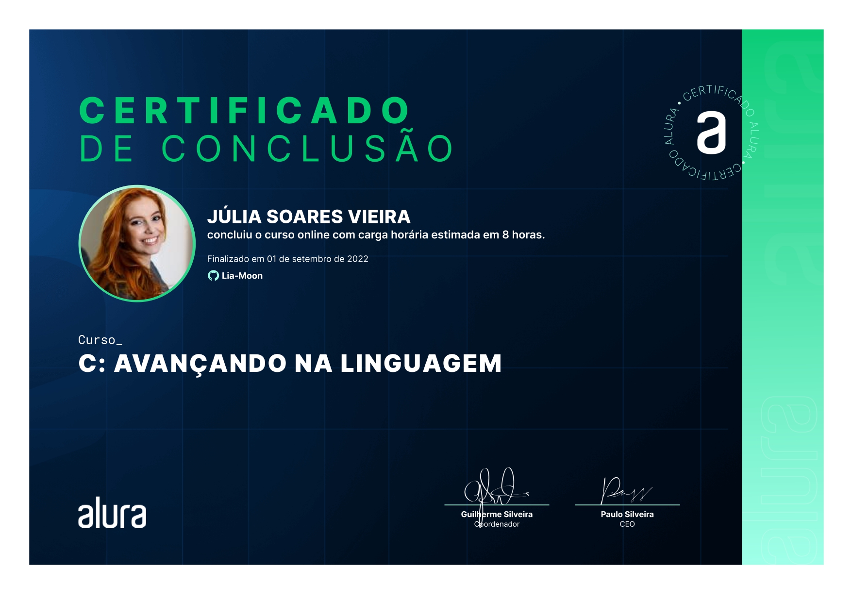 Certificado de curso concluído