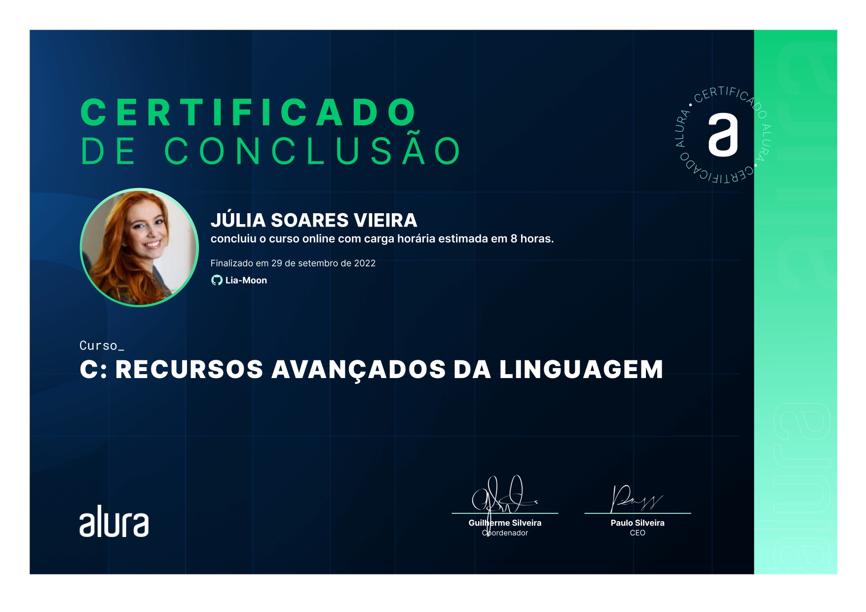 Certificado de curso concluído