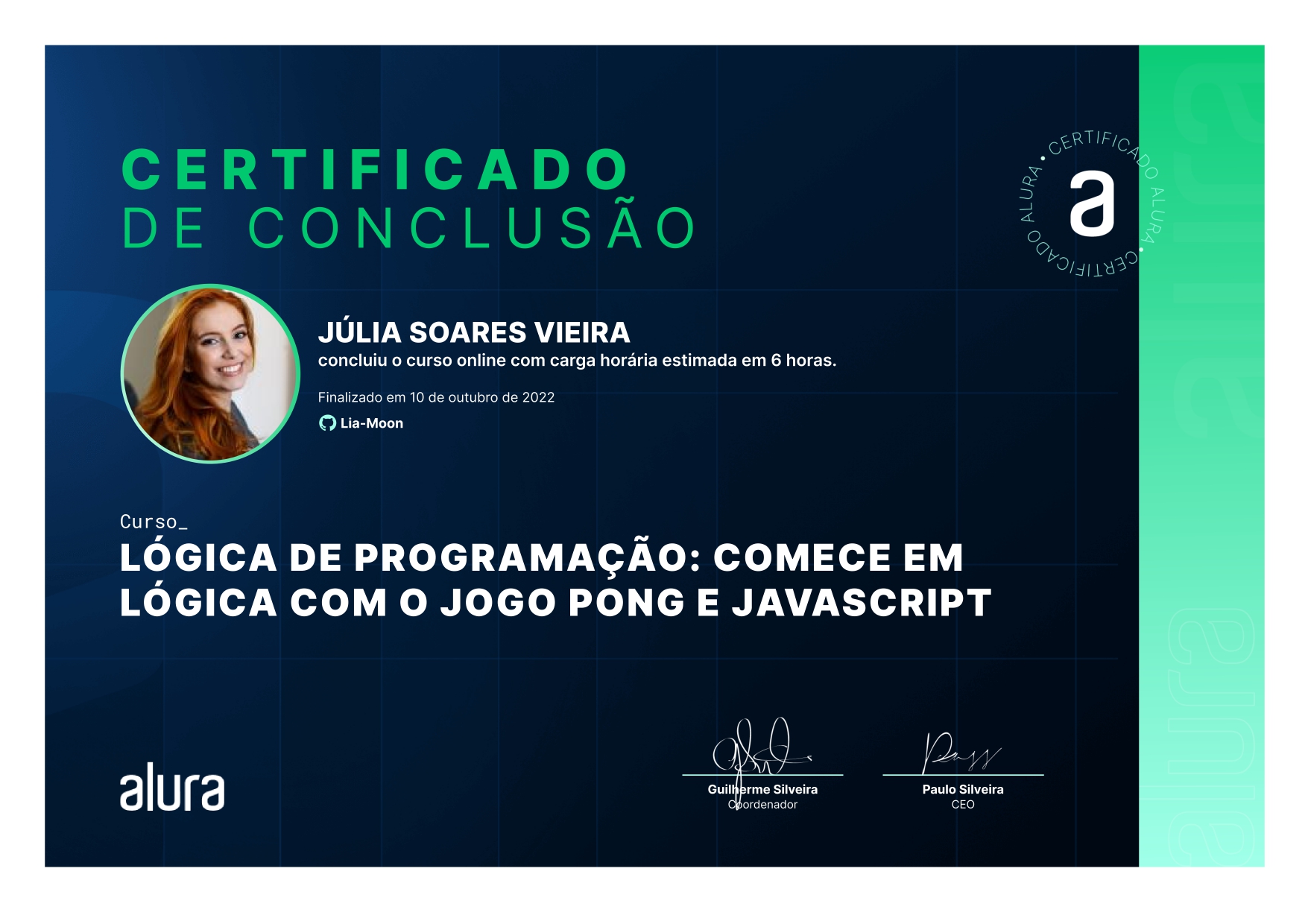 Certificado de curso concluído